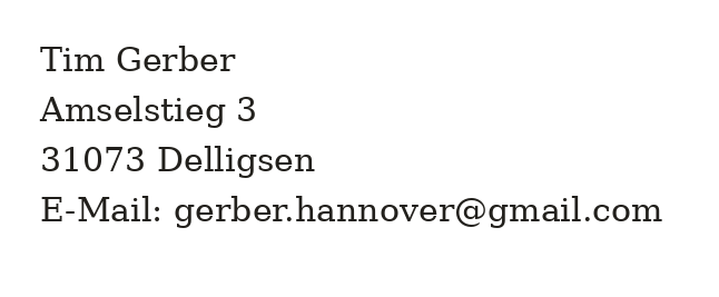 Kontaktdaten von Tim Gerber als Bild