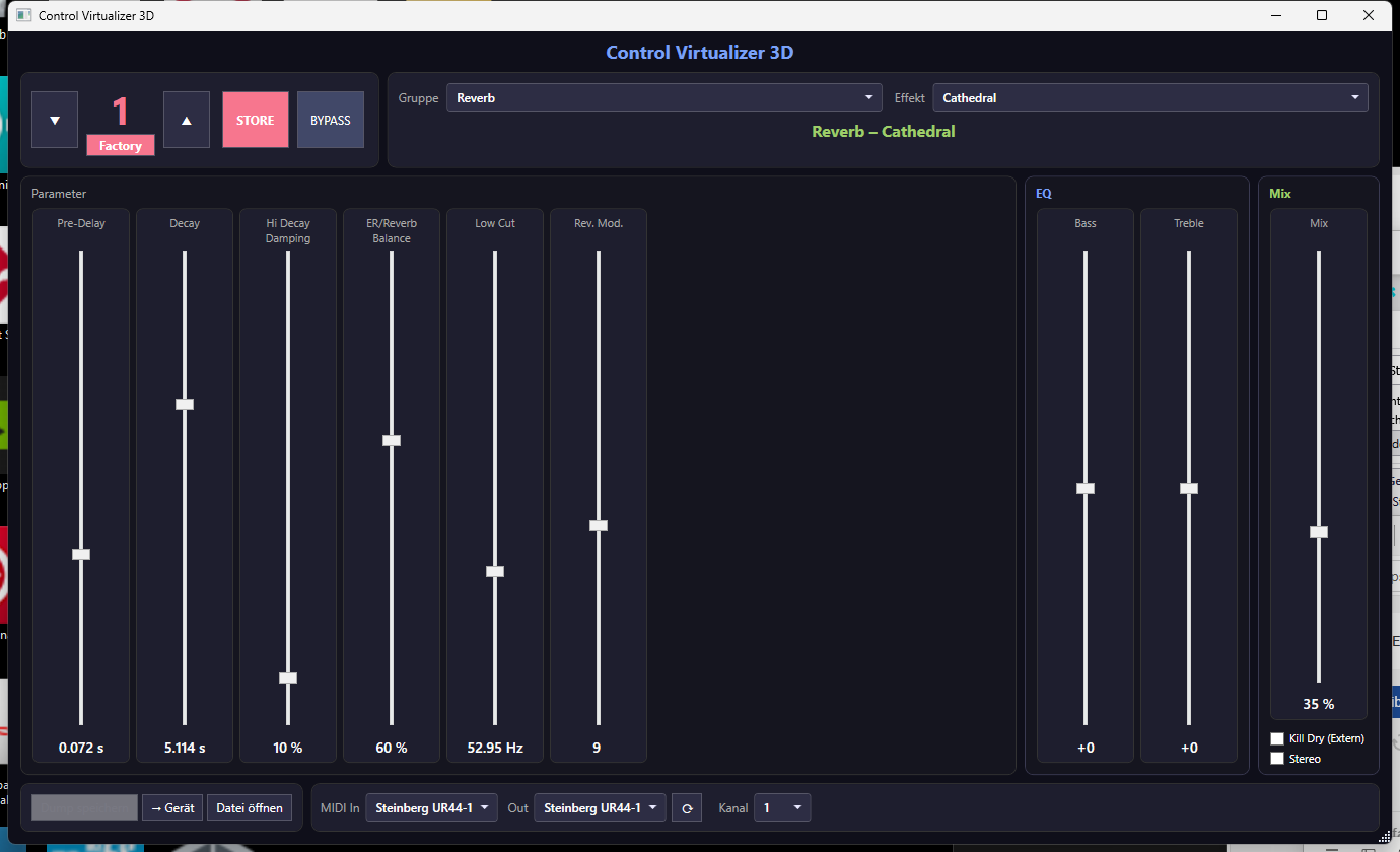 Control Virtualizer 3D – Reverb, Algorithmus Cathedral