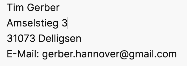 Kontaktdaten von Tim Gerber als Bild